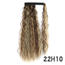 Synthetic Wavy Ponytail Hair Extension Ombre Brown Blonde 22 Inch