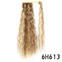 Synthetic Wavy Ponytail Hair Extension Ombre Brown Blonde 22 Inch