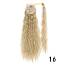 Synthetic Wavy Ponytail Hair Extension Ombre Brown Blonde 22 Inch
