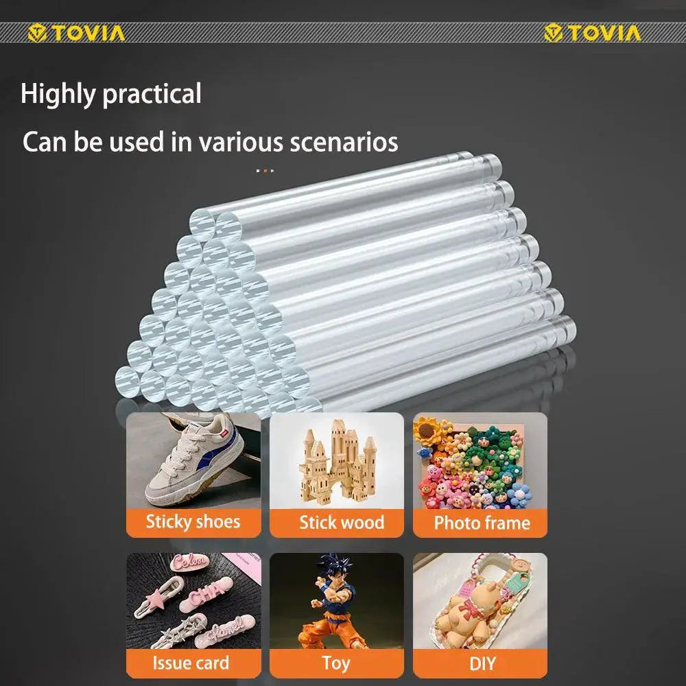 TTOVIA 7mm 100mm Translucent Hot Melt Glue Sticks 60Pcs