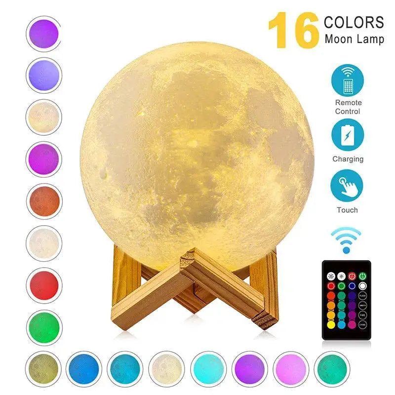 T20 Moon Lamp Led Night Light Color Change 3D Print