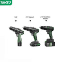 TANZU Cordless Brushless Electric Drill 12V 21V Impact Screwdriver