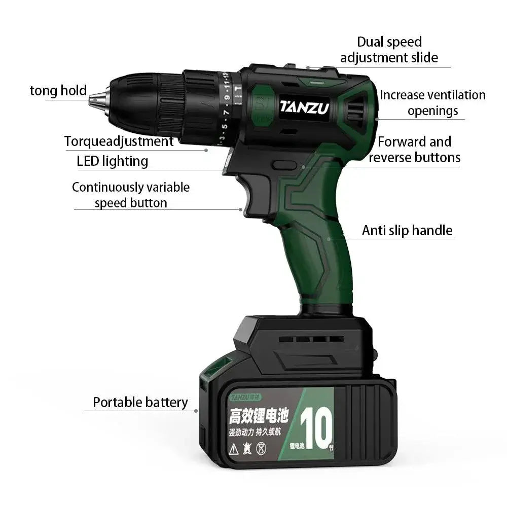 TANZU Cordless Brushless Drill 12V 21V Impact Screwdriver