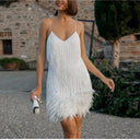 Tassel Sequins Feather Mini Dress Elegant Clubwear Outfit