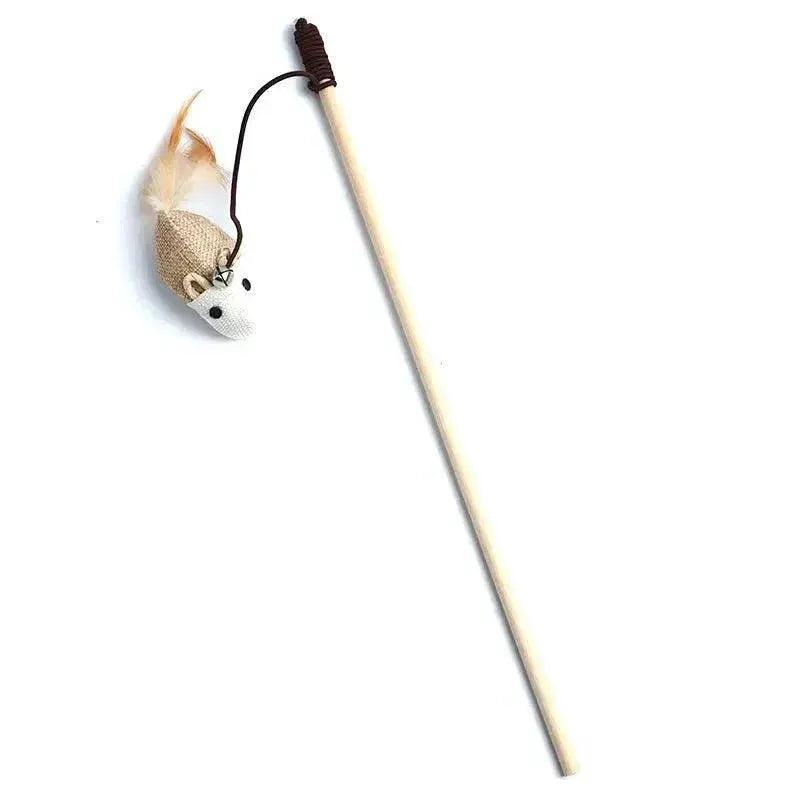 Teaser Feather Cat Wand Interactive Pet Toy Stick Deluxe