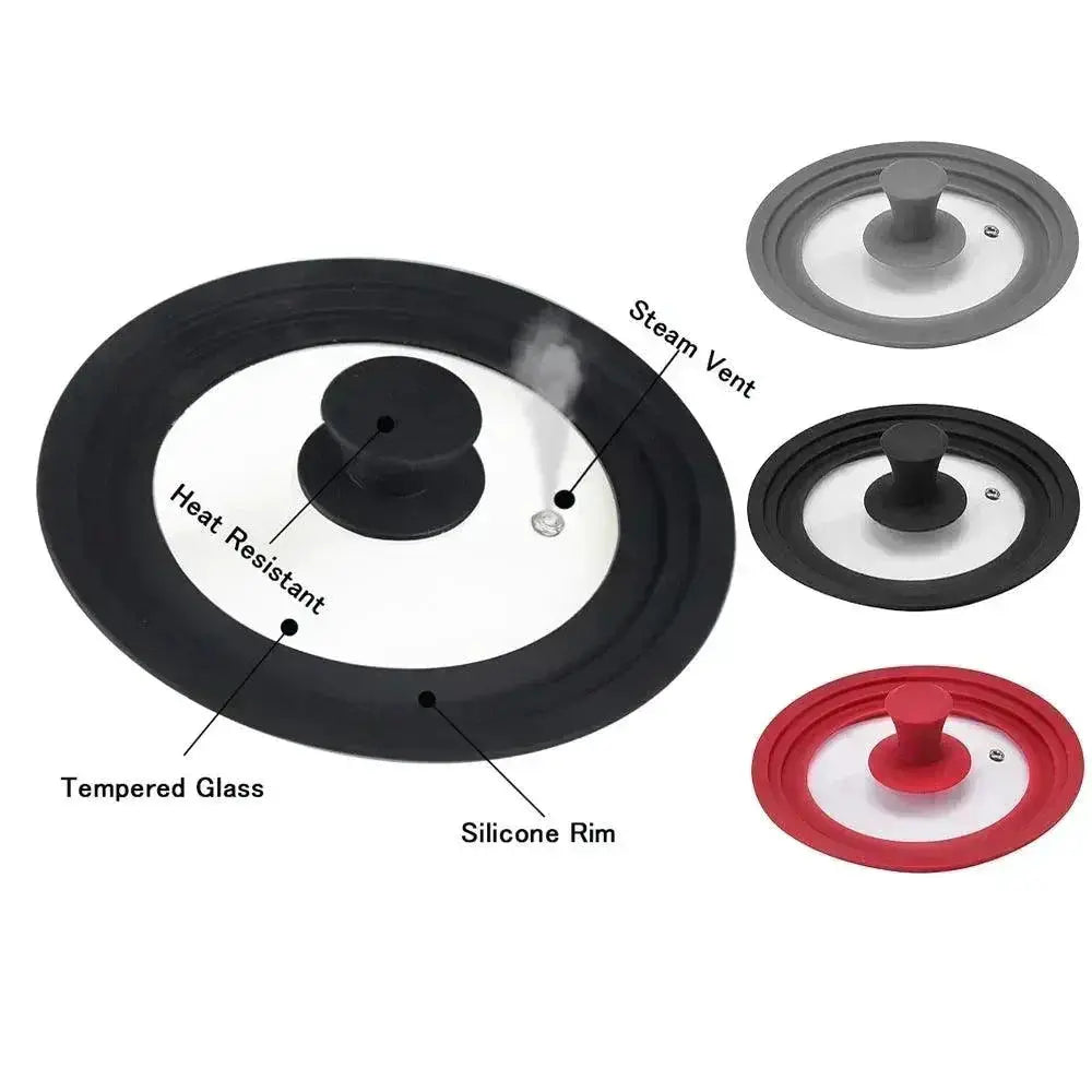 Tempered Glass Pot Lid With Silicone Handle 16 To 32cm Cover