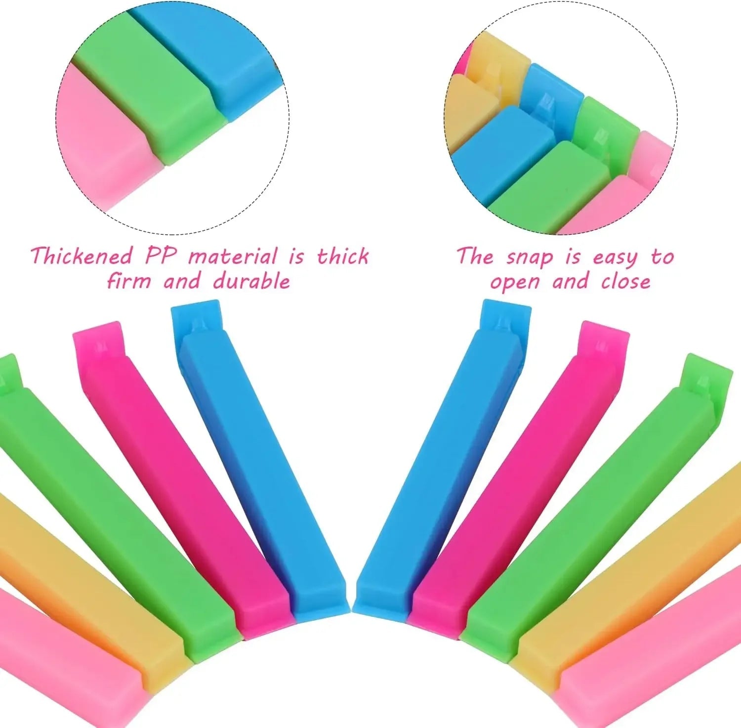 Ten Pack Portable Kitchen Seal Clips For Sealing Food Bags And Snacks With Color