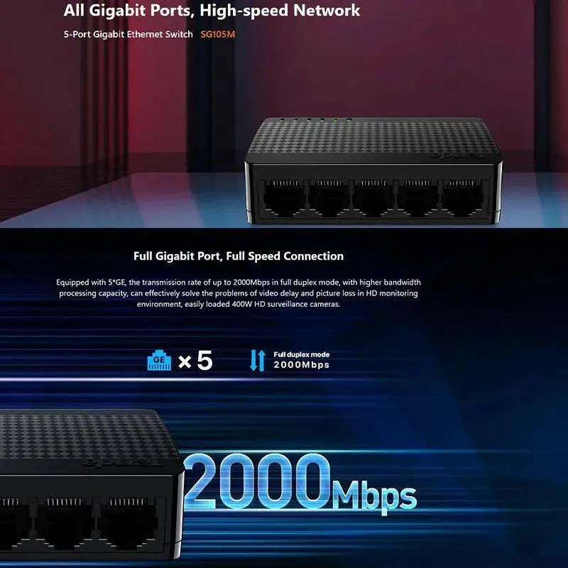 Tenda SG105M 5 Port Gigabit Ethernet Switch For Home Office