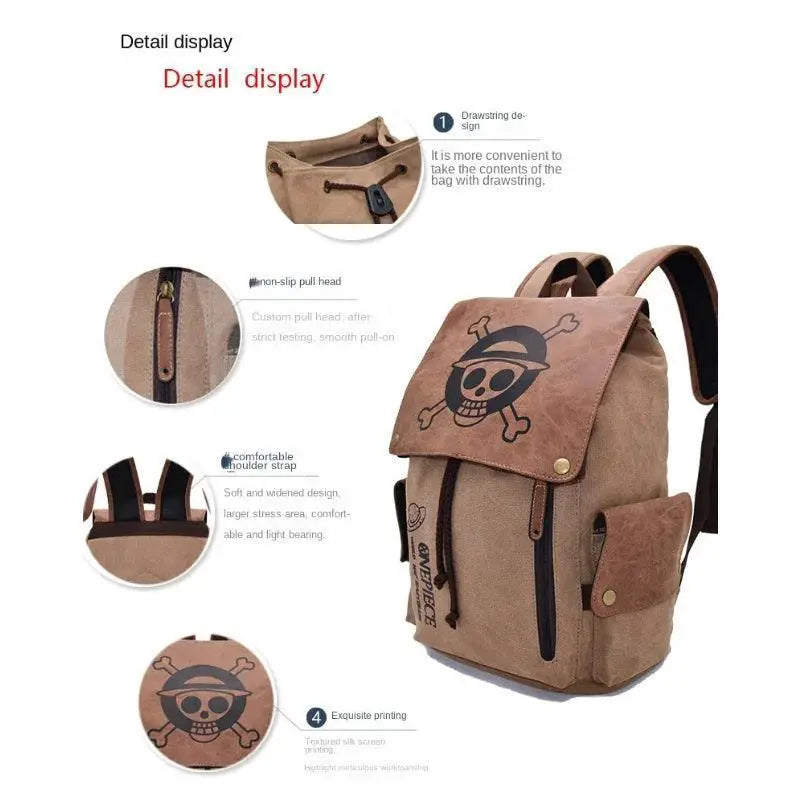 New One Piece Naruto Anime Backpack Canvas School Bag