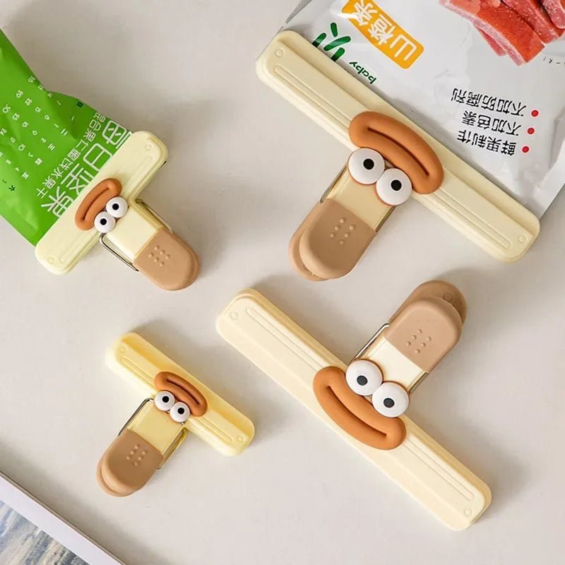 Three Piece Creative Face Bag Sealing Clips For Plastic Snack Storage In Kitchen