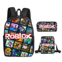 Three-Piece Set of 3D Printing Roblox School Bag Backpack