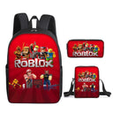 Three-Piece Set of 3D Printing Roblox School Bag Backpack