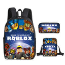 Three-Piece Set of 3D Printing Roblox School Bag Backpack