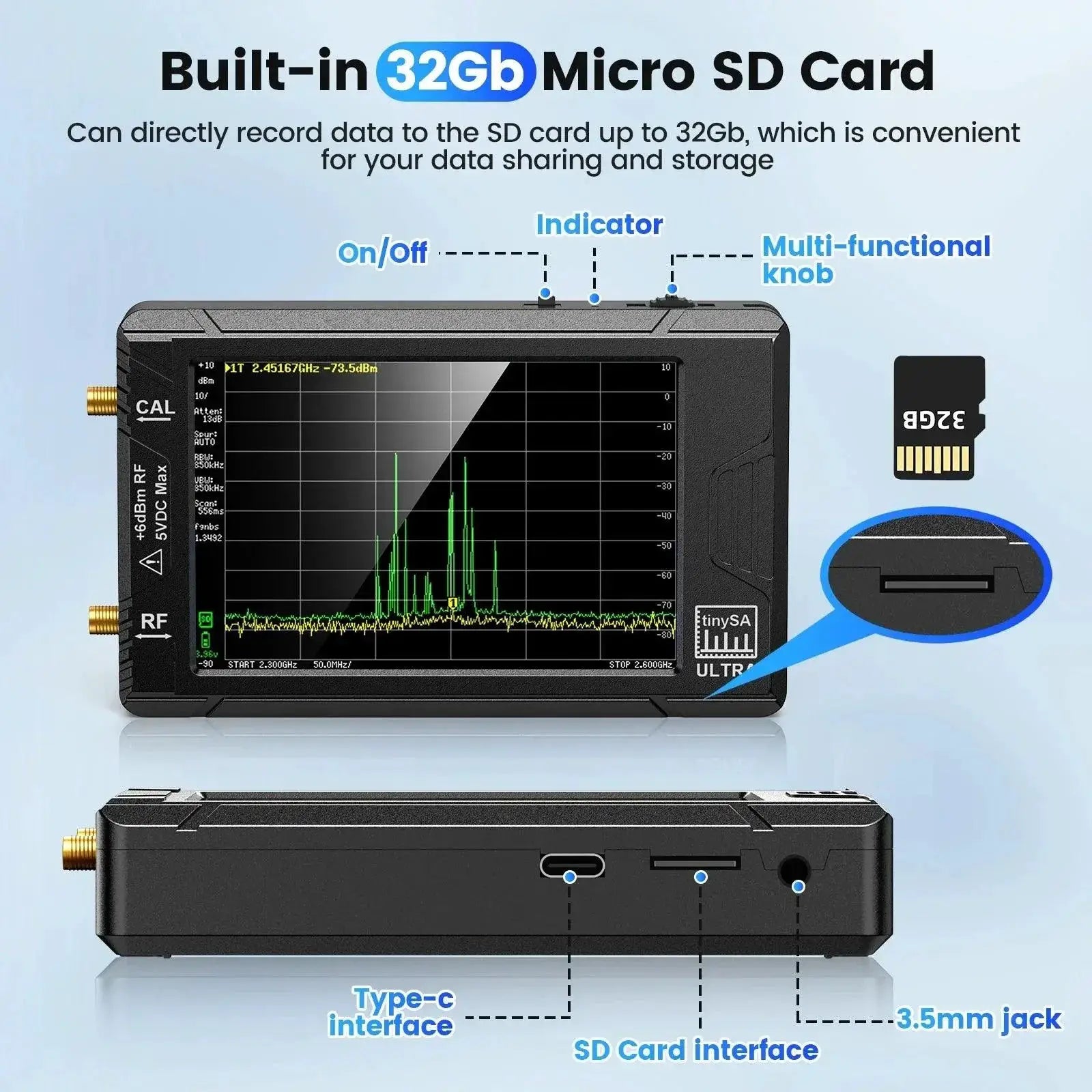 TinySA Ultra Spectrum Portable Frequency Analysis Tool