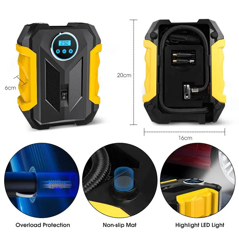 Tire Inflator For Drivers With LED Lamp