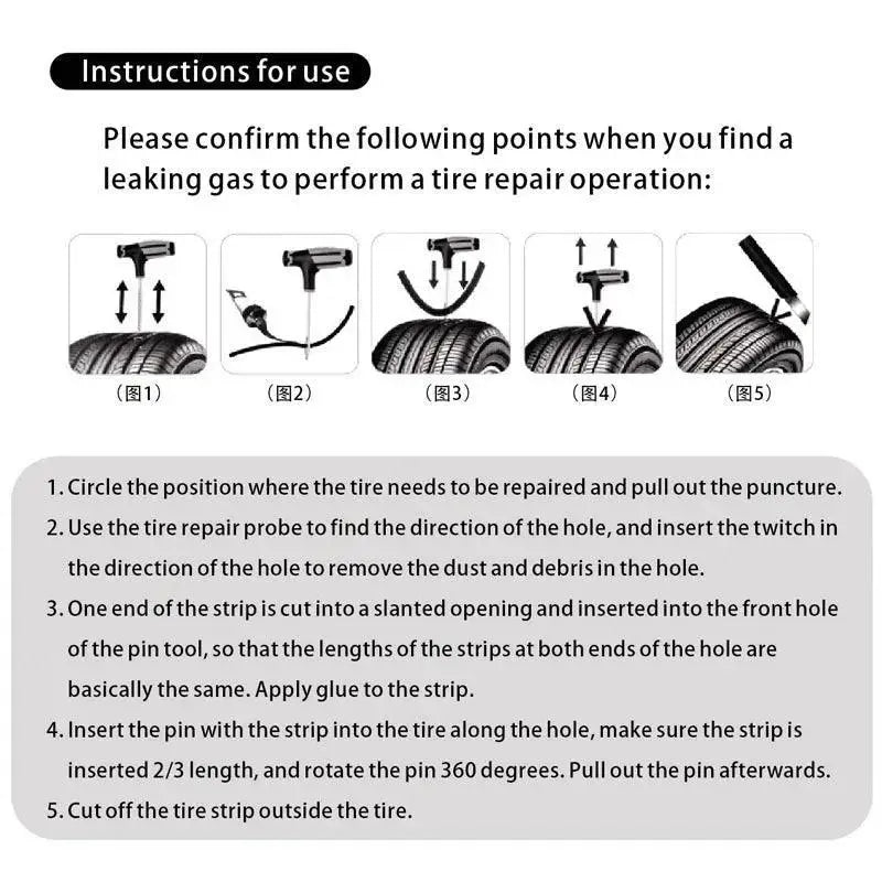 Tire Repair Kit Quick Fix For Punctures Tool Set Emergency