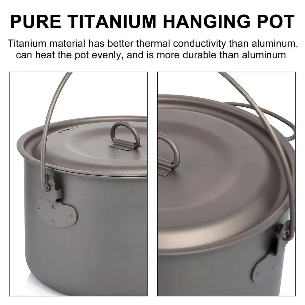 Titanium Camping Cookware Set 1.3L for Outdoor Cooking
