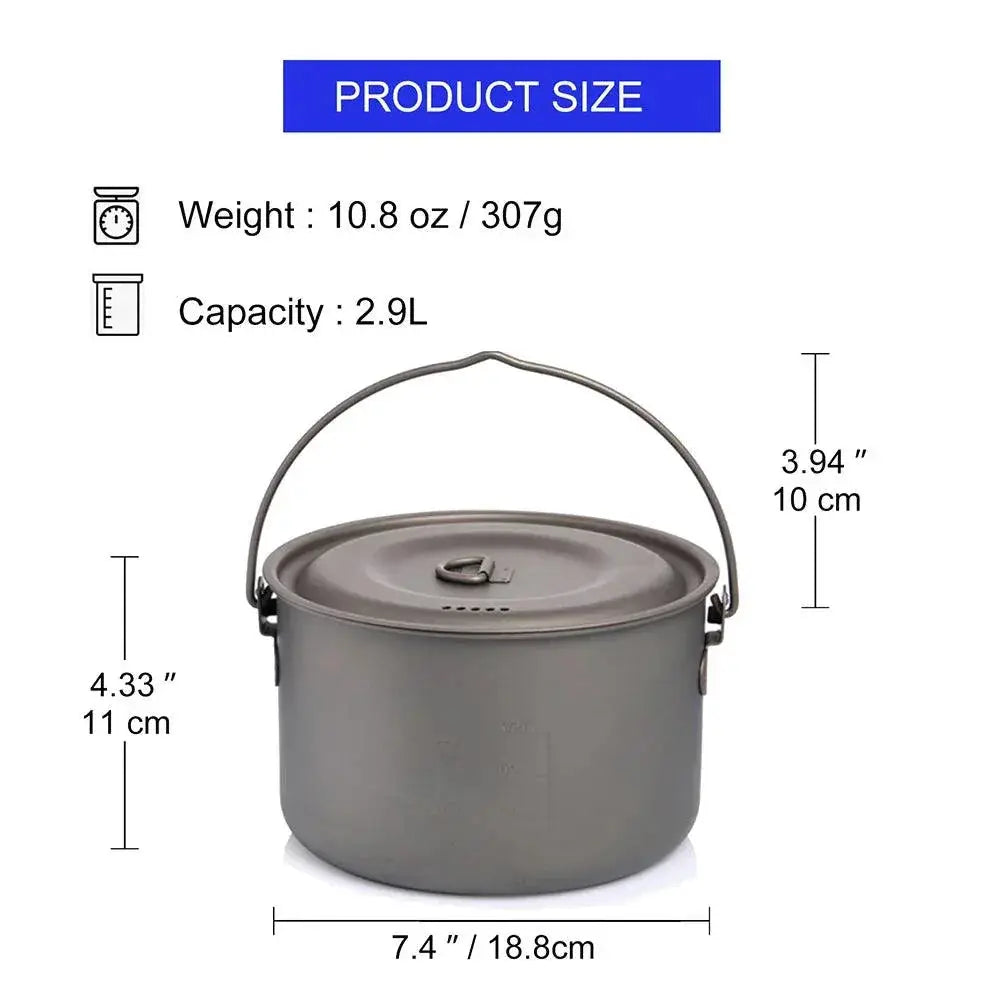 Titanium Camping Cookware Set 1.3L for Outdoor Cooking