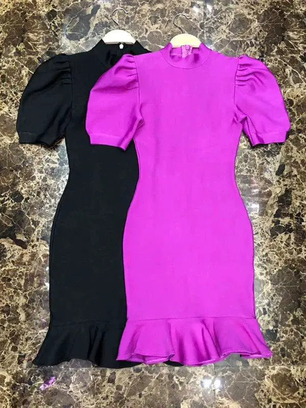 Toasting Purple Fishtail Hem Dress Glamorous Slimming Gown
