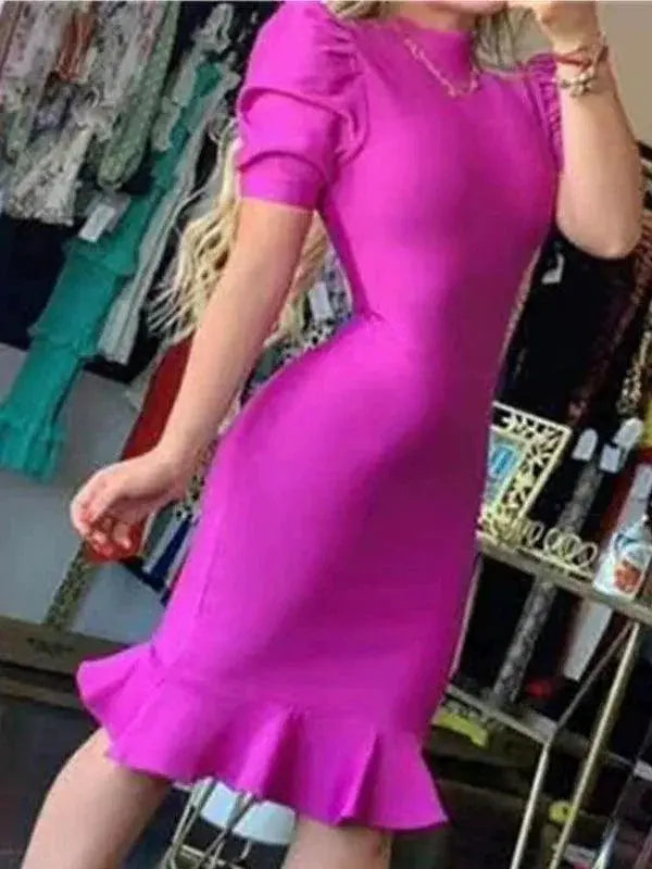 Toasting Purple Fishtail Hem Dress Glamorous Slimming Gown