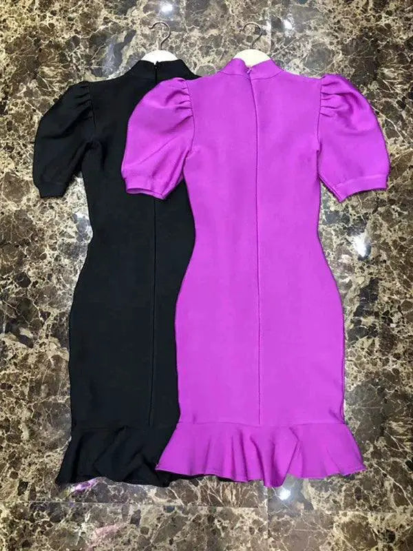 Toasting Purple Fishtail Hem Dress Glamorous Slimming Gown
