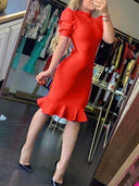 Toasting Purple Fishtail Hem Dress Glamorous Slimming Gown