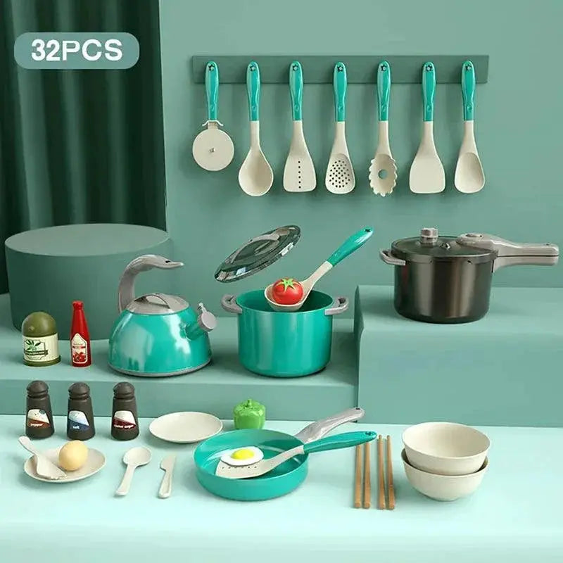 Toddler Pretend Play Kitchen Set with Pots and Pans Toys