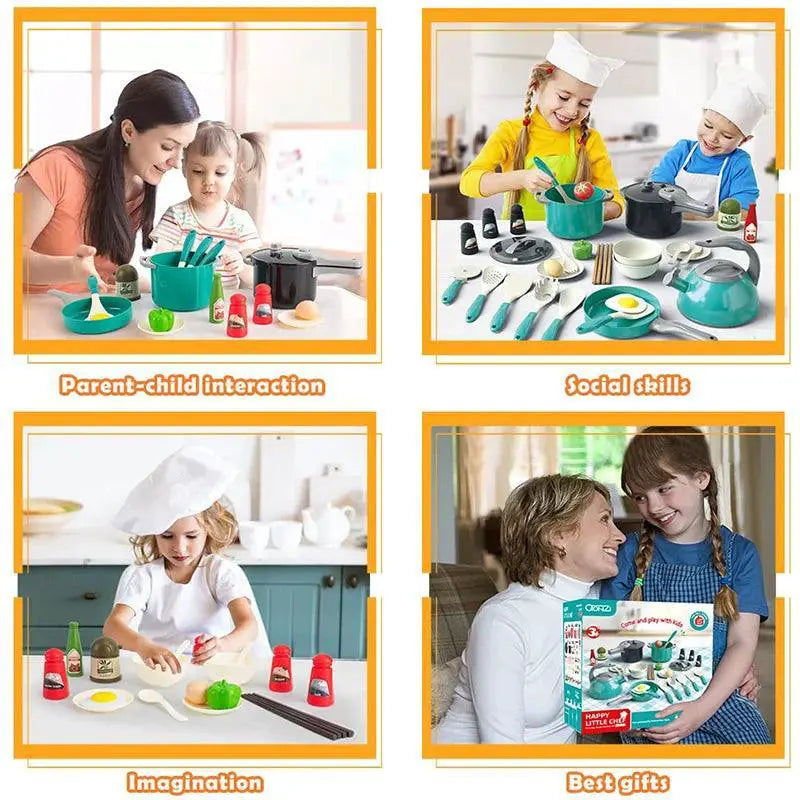 Toddler Pretend Play Kitchen Set with Pots and Pans Toys