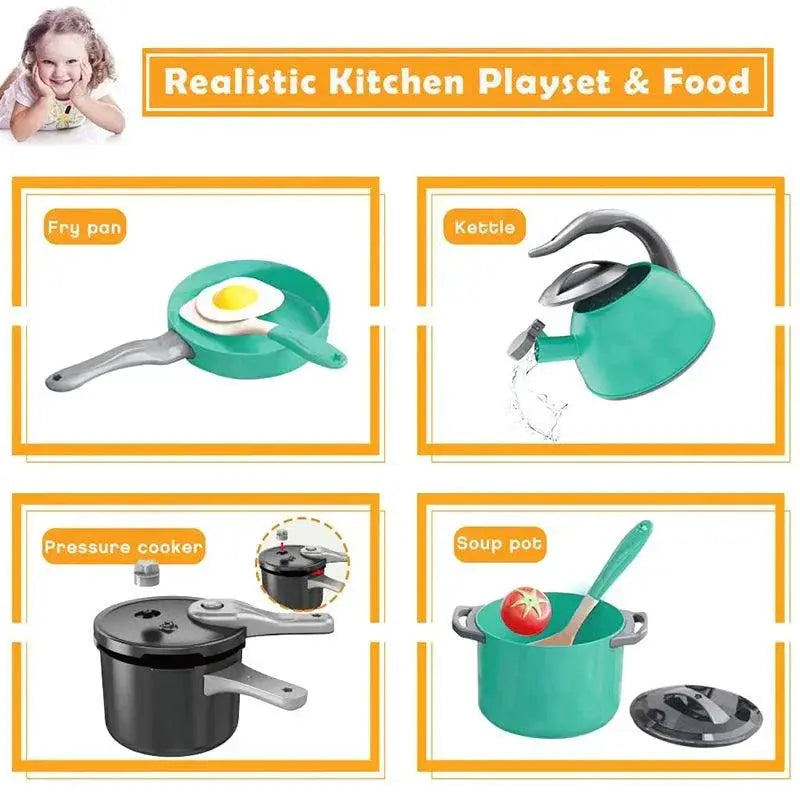 Toddler Pretend Play Kitchen Set with Pots and Pans Toys