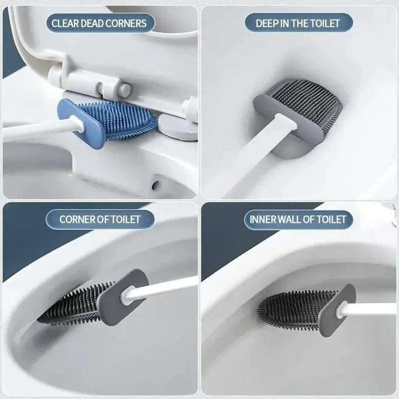 Toilet Brush Holder Silicone Bristles Quick Drying Accessory
