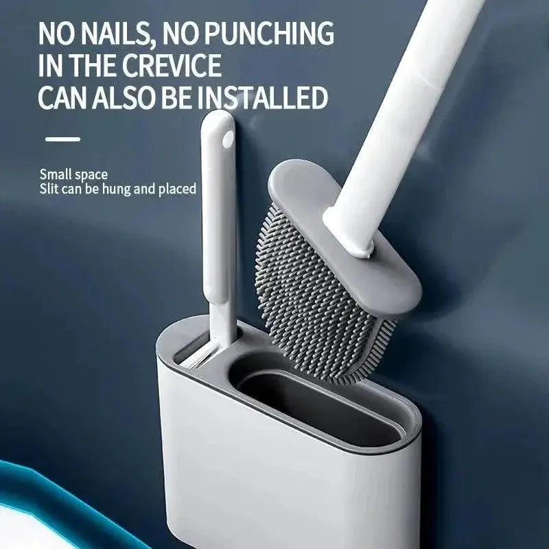 Toilet Brush Holder Silicone Bristles Quick Drying Accessory