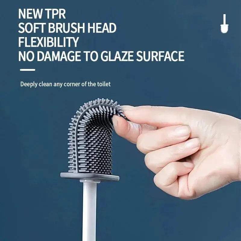 Toilet Brush Holder Silicone Bristles Quick Drying Accessory