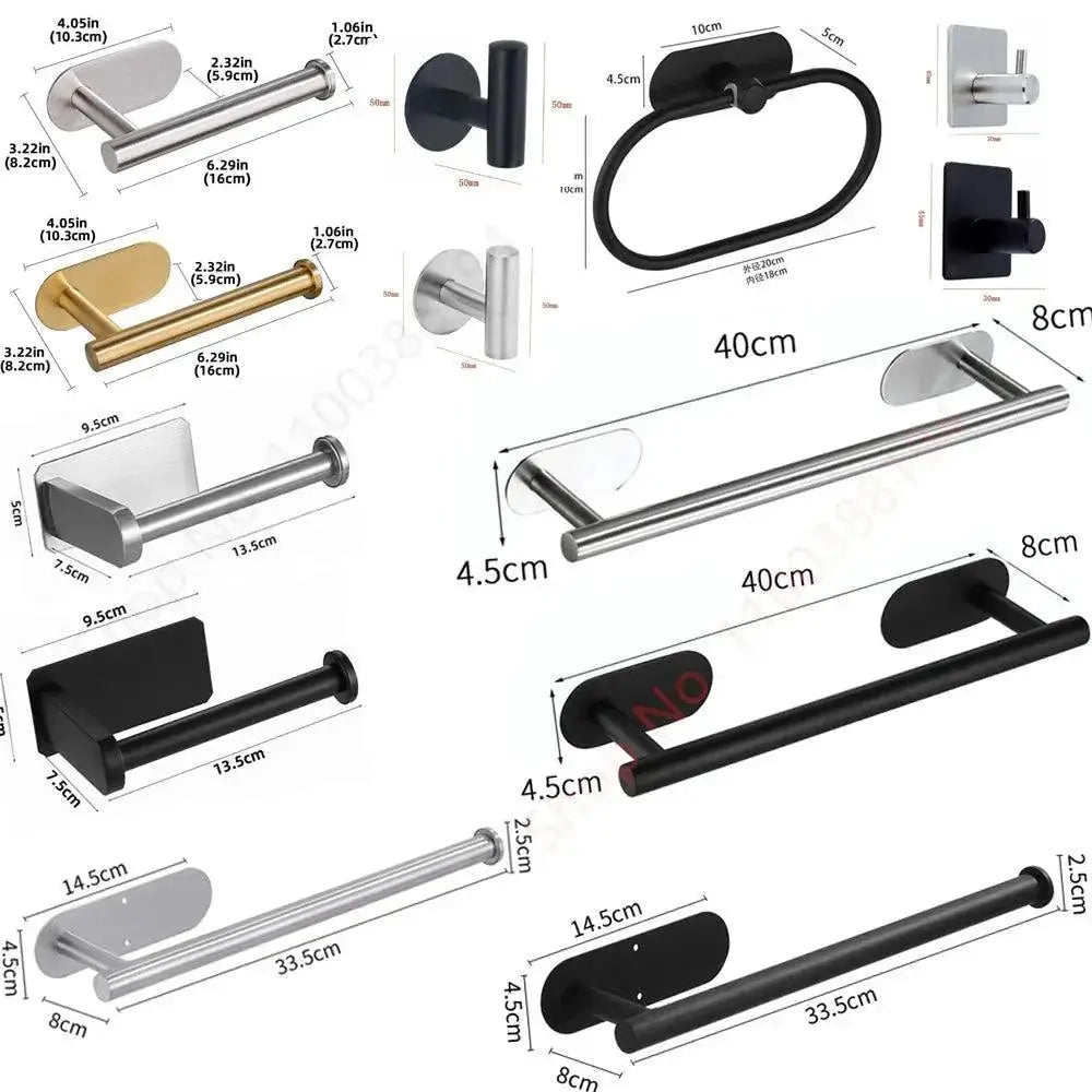Toilet Paper Holder Wall Mount Rustproof Adhesive Rack Steel