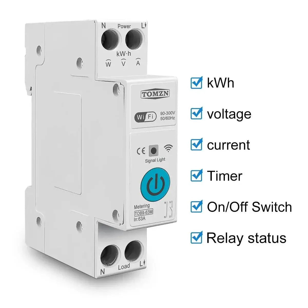 TOMZN WiFi Smart Switch With Energy Meter Remote Monitoring