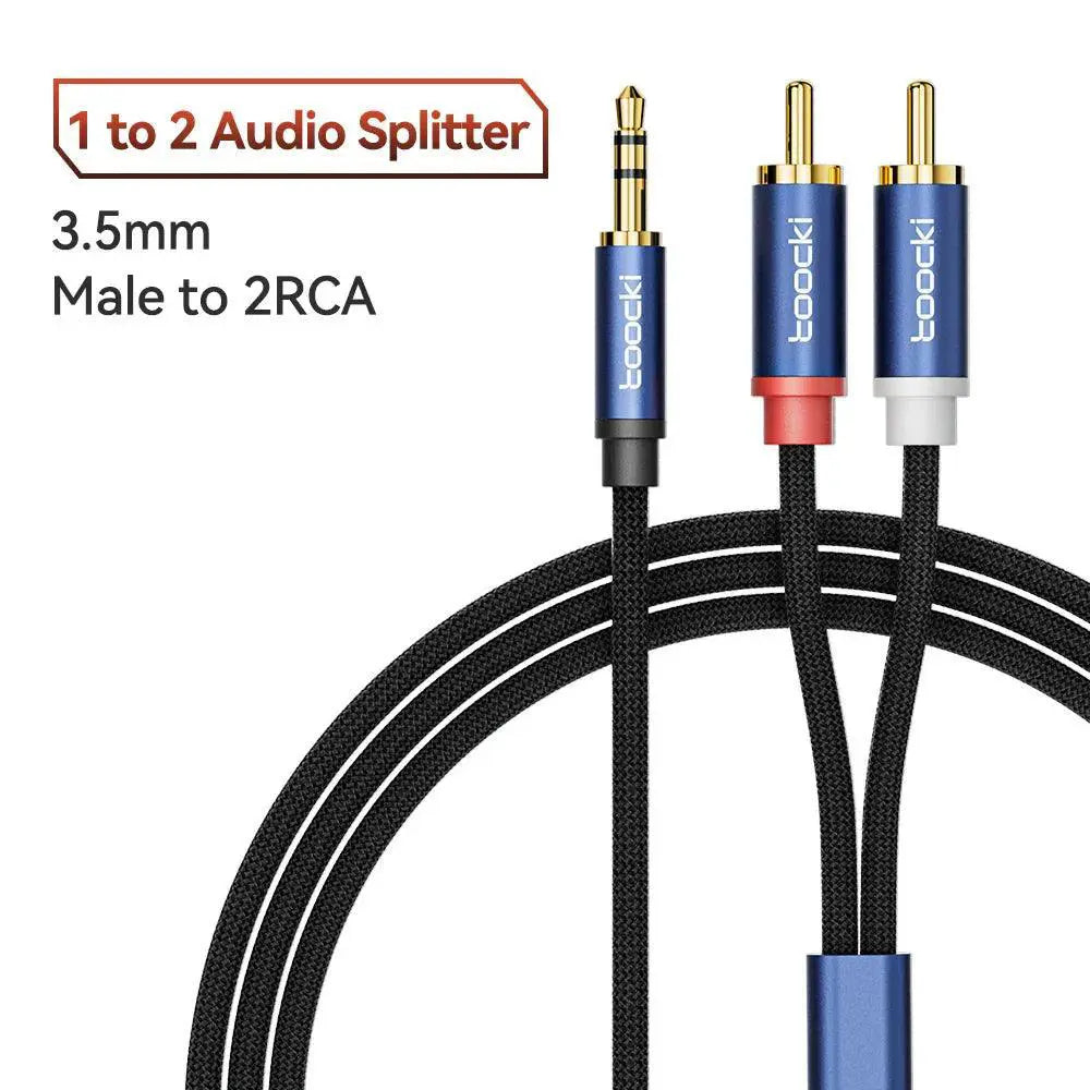 Toocki Jack Audio Splitter Cable 3.5mm To 2 RCA Home Theater