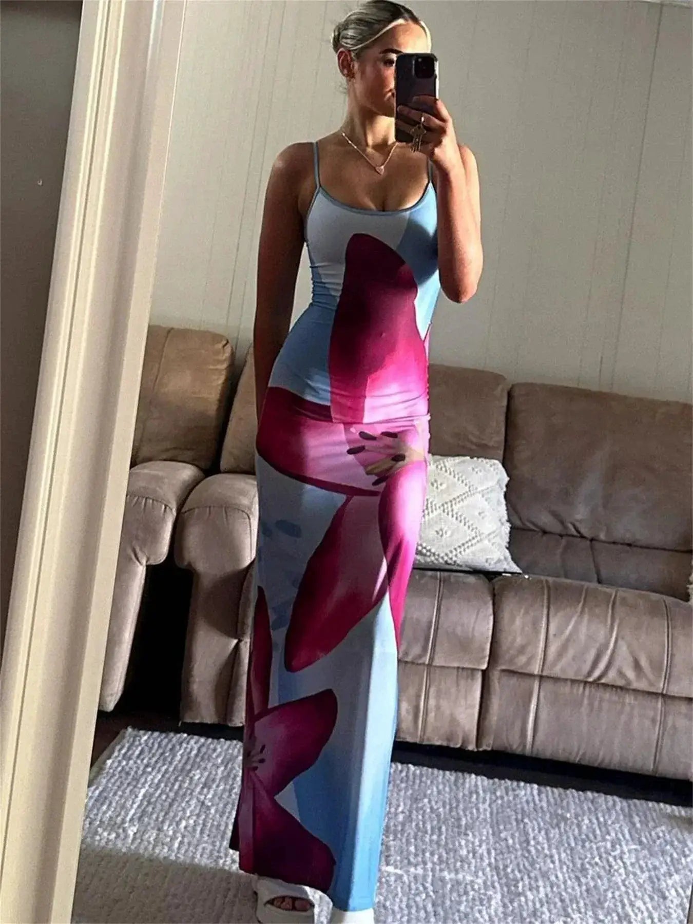 Tossy Lily Floral Maxi Sundress Backless Boho Style Dress