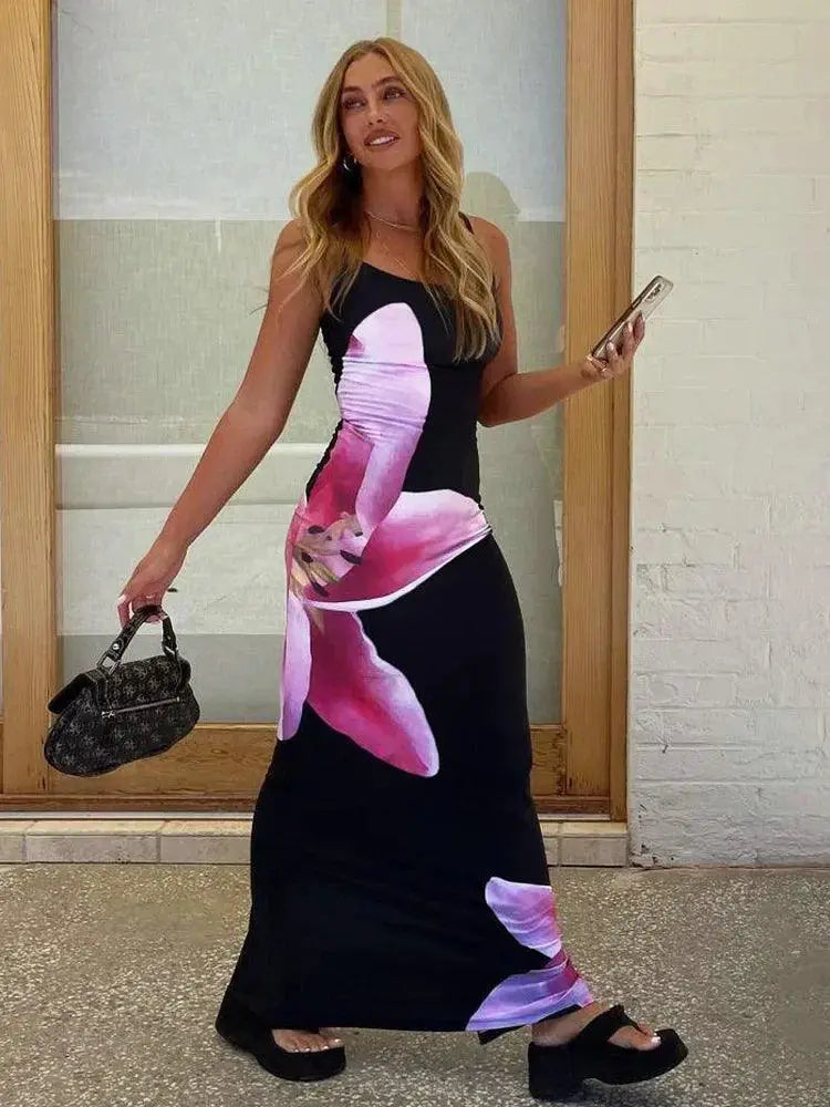 Tossy Lily Floral Maxi Sundress Backless Boho Style Dress