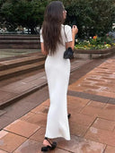 Tossy White Patchwork Maxi Dress Stylish Women's Party Attire