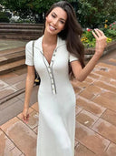 Tossy White Patchwork Maxi Dress Stylish Women's Party Attire