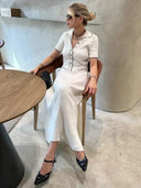 Tossy White Patchwork Maxi Dress Stylish Women's Party Attire