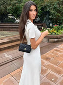 Tossy White Patchwork Maxi Dress Stylish Women's Party Attire