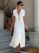 Tossy White Patchwork Maxi Dress Stylish Women's Party Attire