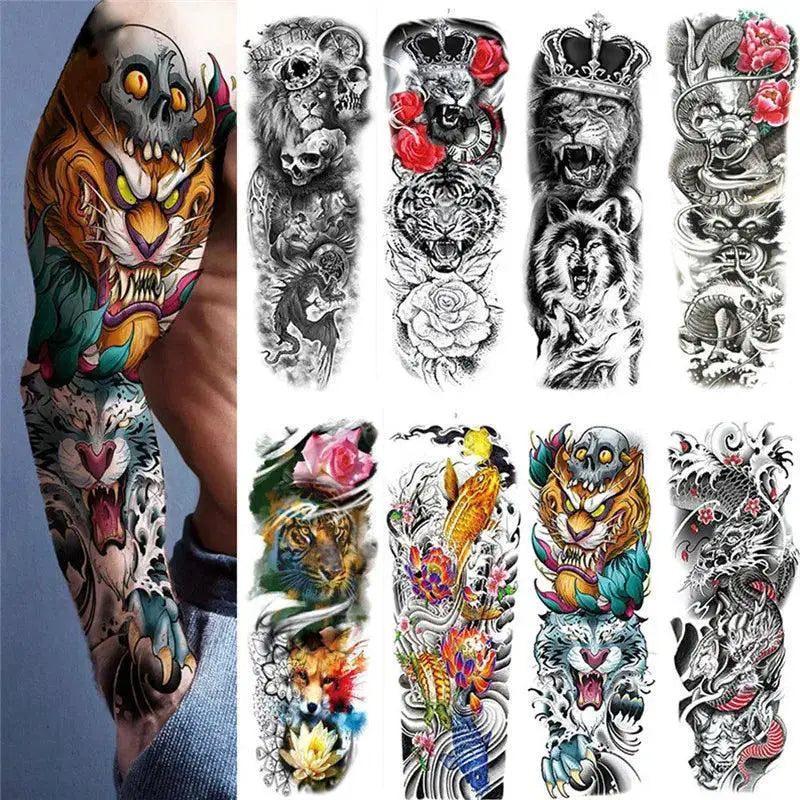Totem Geometric Waterproof Tattoo Sleeves Vibrant Stickers
