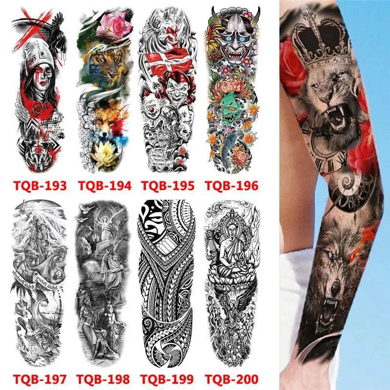 Totem Geometric Waterproof Tattoo Sleeves Vibrant Stickers