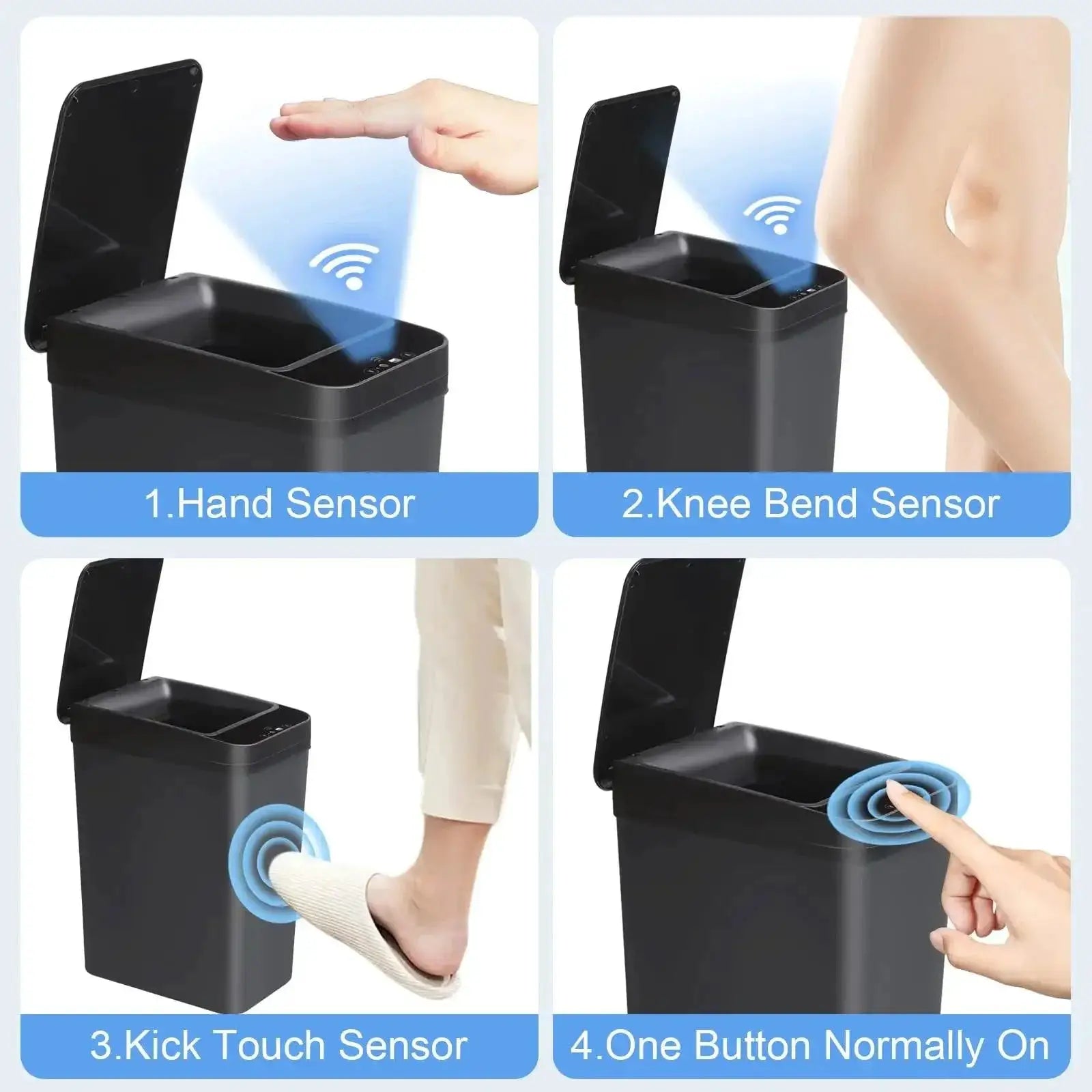 Touchless Motion Sensor Trash Can With Odor Control Lid