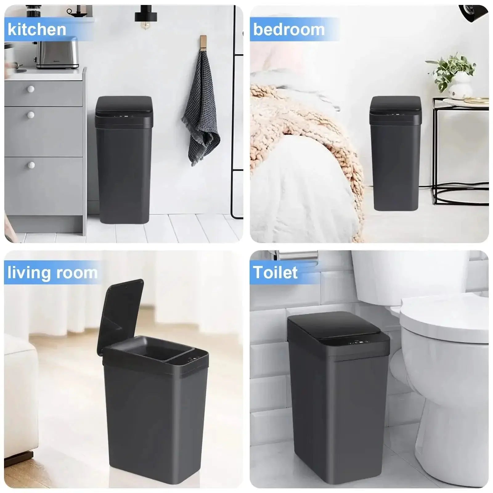 Touchless Motion Sensor Trash Can With Odor Control Lid