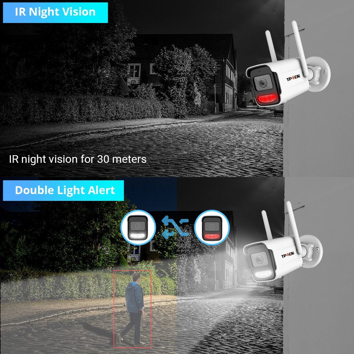 TPTEK 8MP 4K IP Camera - AI Human Detects Outdoor Bullet Surveillance With iCSee