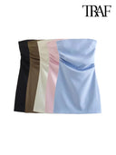 TRAF-Strapless Draped Mini Dress Sophisticated Elegance