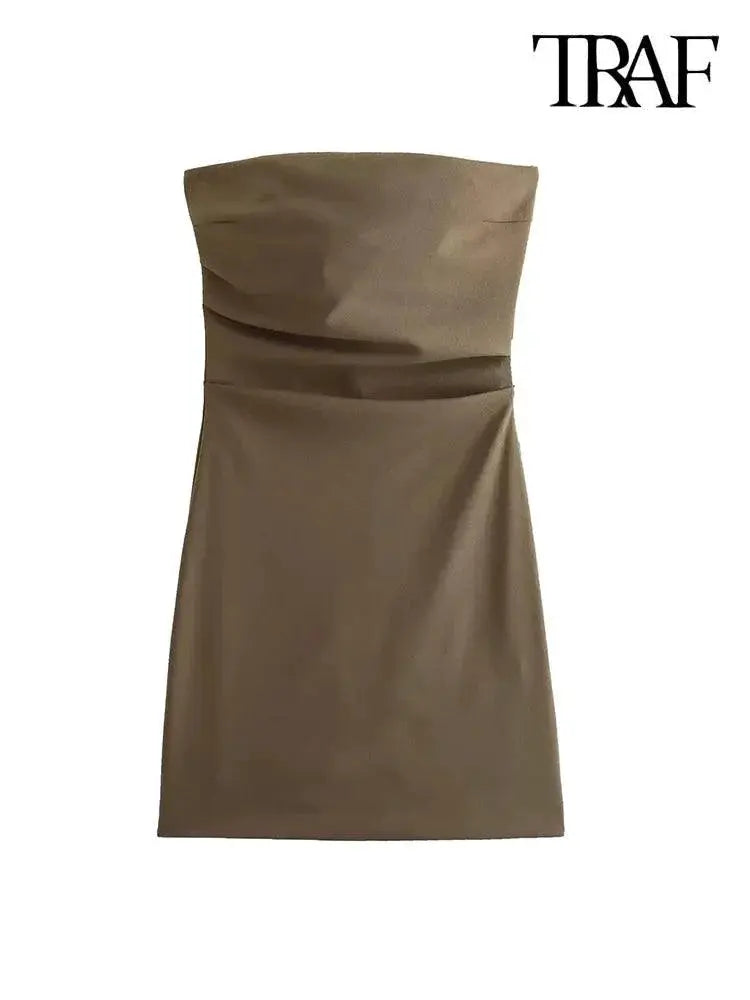 TRAF Strapless Draped Mini Dress Sophisticated Elegance