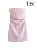 TRAF-Strapless Draped Mini Dress Sophisticated Elegance